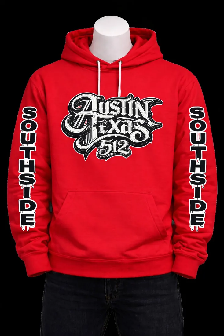 Red Austin Texas 512 Southside hoodie