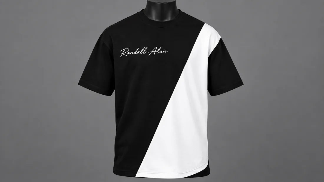 Black and white Randall Alan two-tone street tee