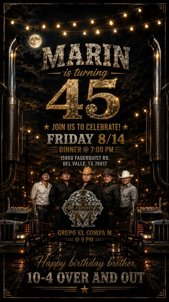 Marin birthday celebration flyer